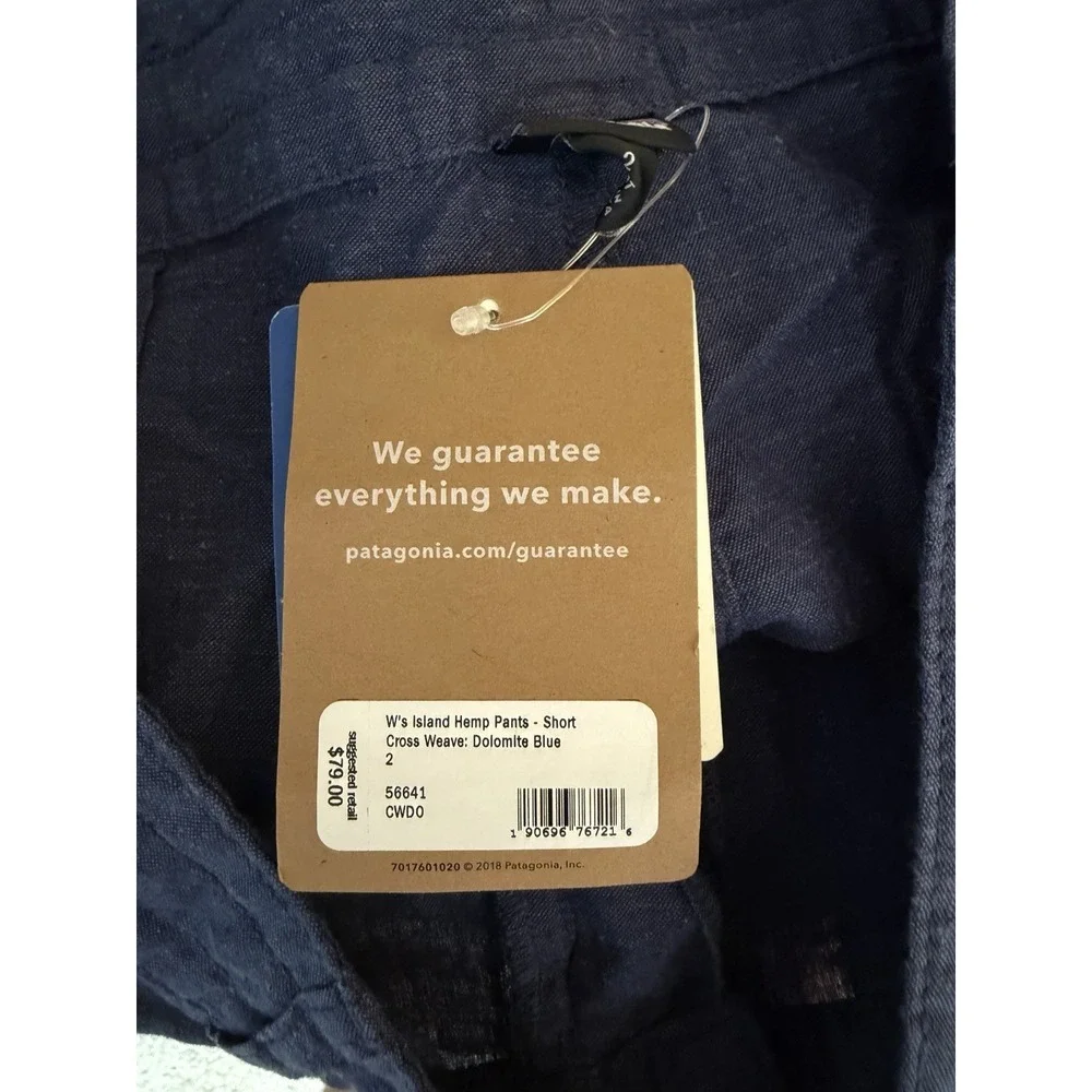 Patagonia Women's Island Hemp Pants Short Blue 56641 Size 2 - Picture 2 of 12
